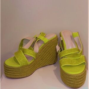 Lime Green Wedge Sandals
